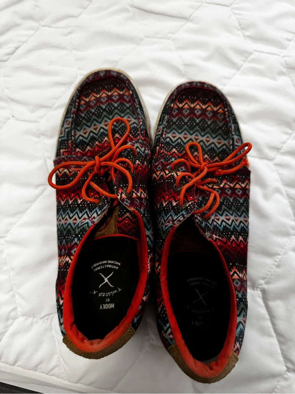 Hooey By Twisted X Men's Patterned Boat Shoes with Orange Laces